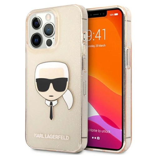 Kup Case Karl Lagerfeld KLHCP13XKHTUGLGO Apple iPhone 13 Pro Max gold/hartschale Glitter Karls Kopf - KLD645GLD - {ean13} - Sklep Home Screen