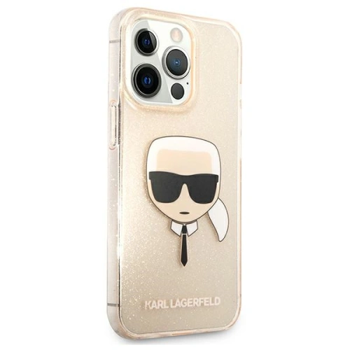 Buy Karl Lagerfeld KLHCP13XKHTUGLGO Apple iPhone 13 Pro Max gold hardcase Glitter Karl`s Head - KLD645GLD - {ean13} - Home Screen Store Europe