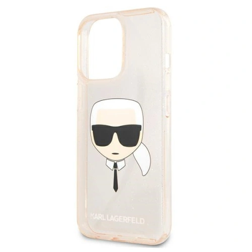 Buy Karl Lagerfeld KLHCP13XKHTUGLGO Apple iPhone 13 Pro Max gold hardcase Glitter Karl`s Head - KLD645GLD - {ean13} - Home Screen Store Europe