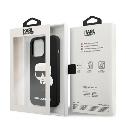 Buy Karl Lagerfeld KLHCP13XSLKHBK Apple iPhone 13 Pro Max black hardcase Silicone Karl`s Head - KLD649BLK - {ean13} - Home Screen Store Europe