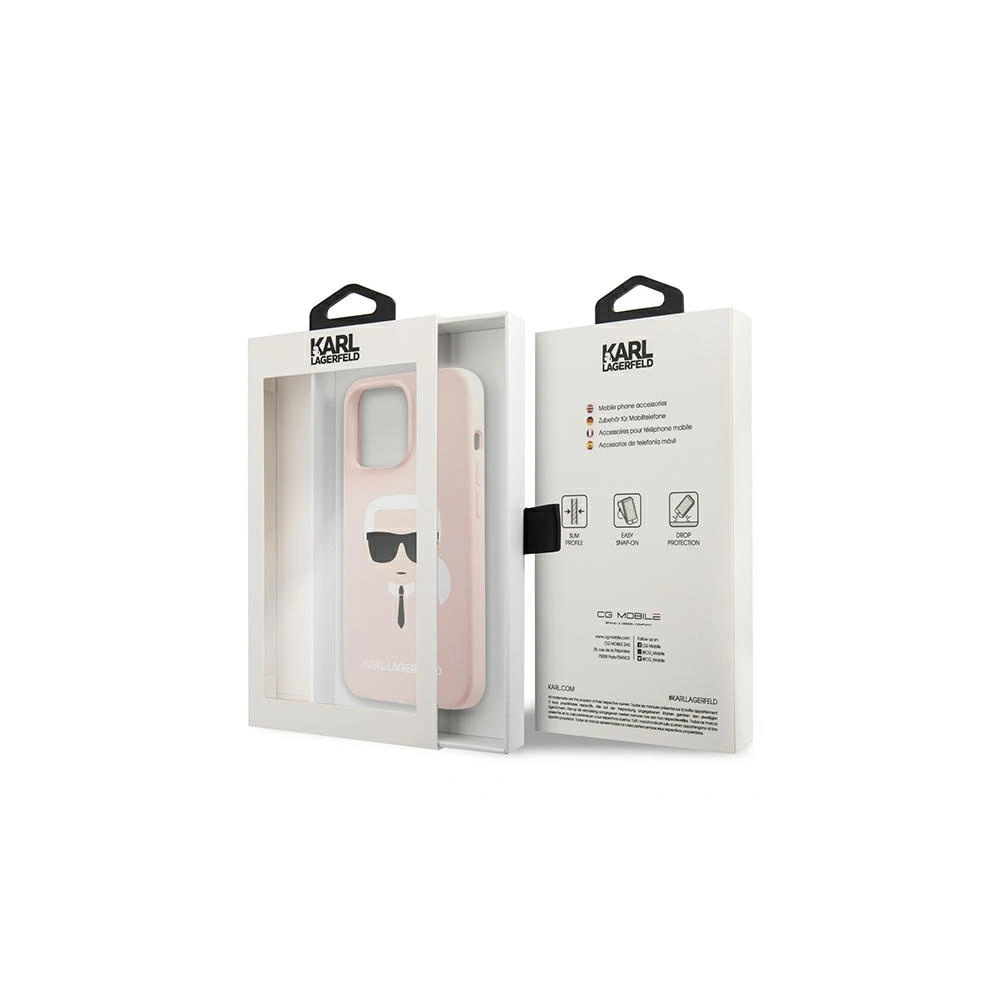 Etui Karl Lagerfeld KLHCP13XSLKHLP Apple iPhone 13 Pro Max jasnoróżowy/light pink hardcase Silicone Karl`s Head