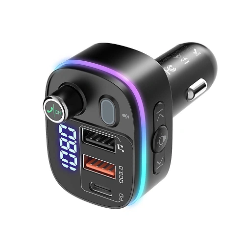 Kup FM-Transmitter BlitzWolf BW-BC2, 2x USB + USB-C, PD18W + QC 3.0, RGB - BLZ384BLK - {ean13} - Sklep Home Screen