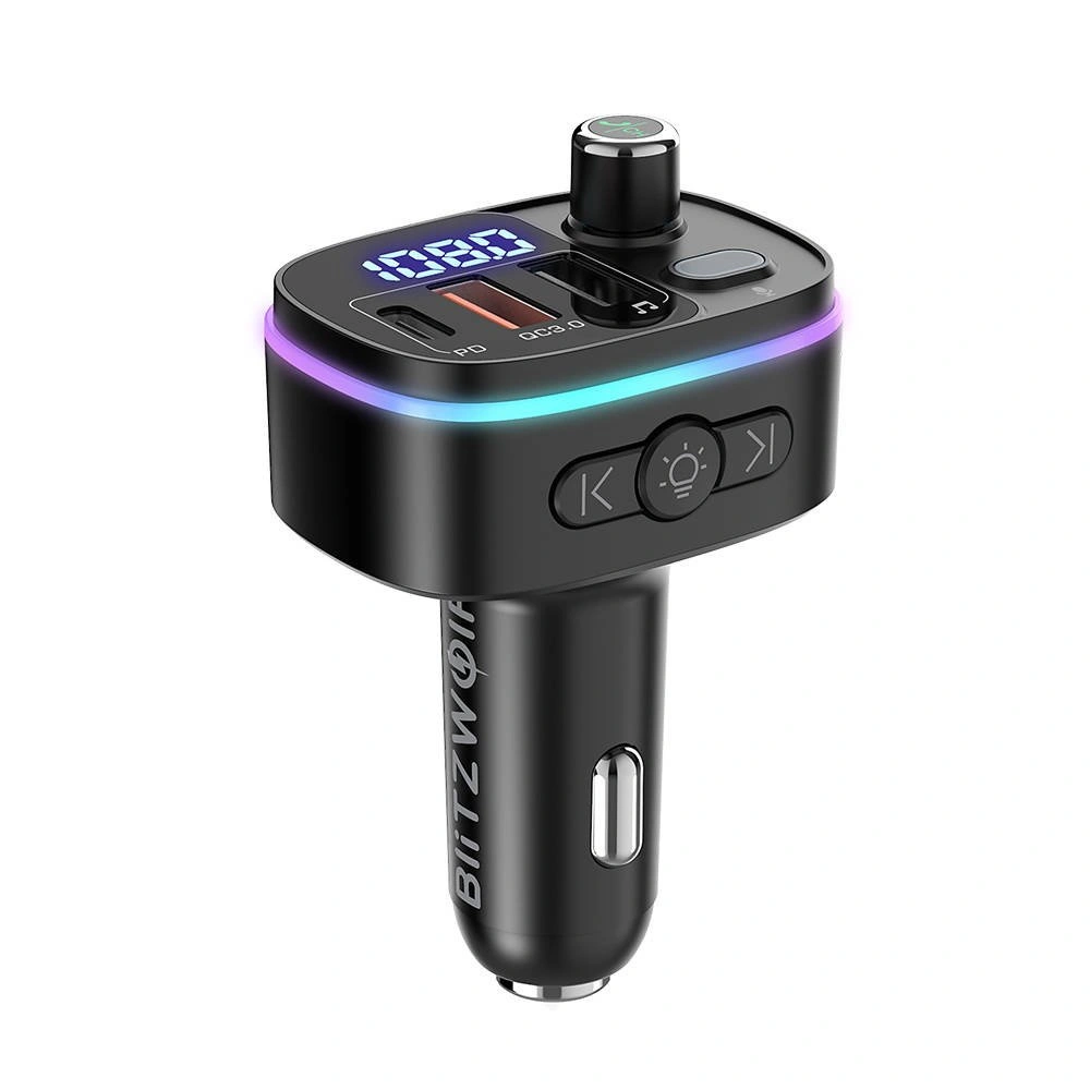 Transmiter FM BlitzWolf BW-BC2, 2x USB + USB-C, PD18W + QC 3.0, RGB