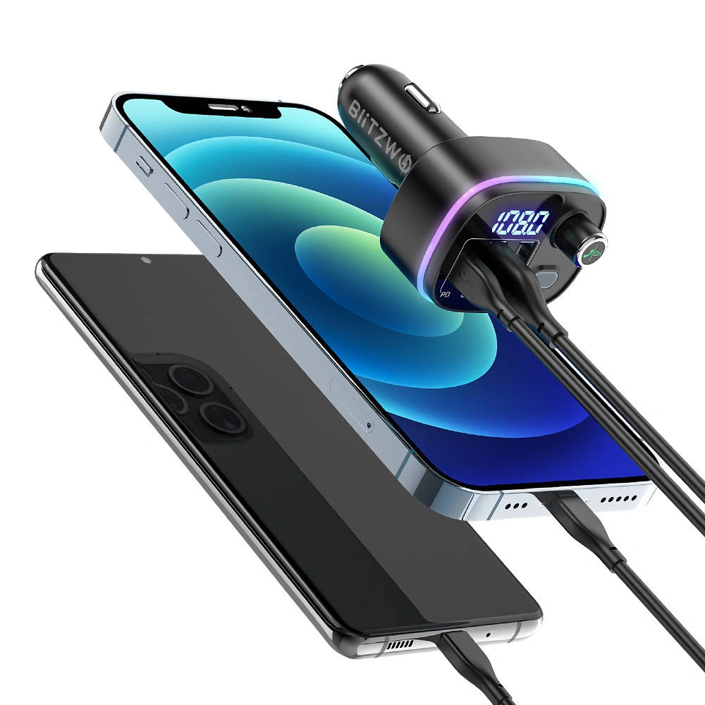 Transmiter FM BlitzWolf BW-BC2, 2x USB + USB-C, PD18W + QC 3.0, RGB