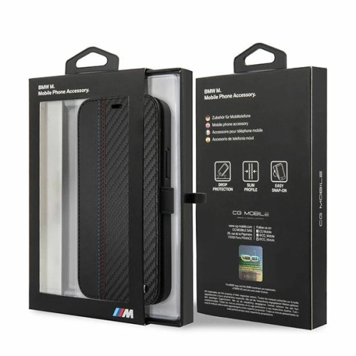 Kup Etui BMW BMFLBKP12LMCARBK Apple iPhone 12 Pro Max czarny/black book M Collection PU Carbon Stripe - BMW013BLK - {ean13} - Sklep Home Screen