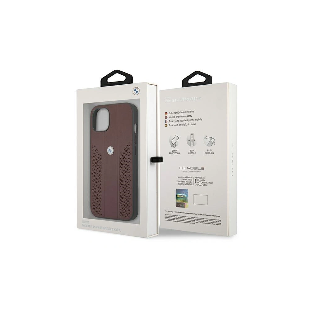 Etui BMW BMHCP13SRSPPR Apple iPhone 13 mini czerwony/red hardcase Leather Curve Perforate