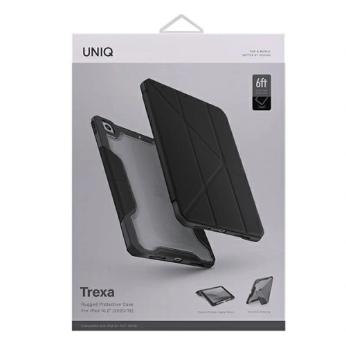 Kup Case UNIQ Trexa Apple iPad 10.2 2019/2020/2021 (7., 8. und 9. Generation) Antimikrobiell schwarz/black - UNIQ450BLK - {ean13} - Sklep Home Screen