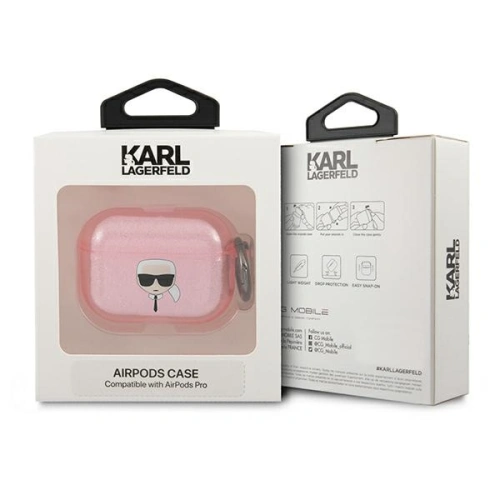 Kup Etui Karl Lagerfeld KLAPUKHGP Apple AirPods Pro cover różowy/pink Glitter Karl`s Head - KLD655PNK - {ean13} - Sklep Home Screen