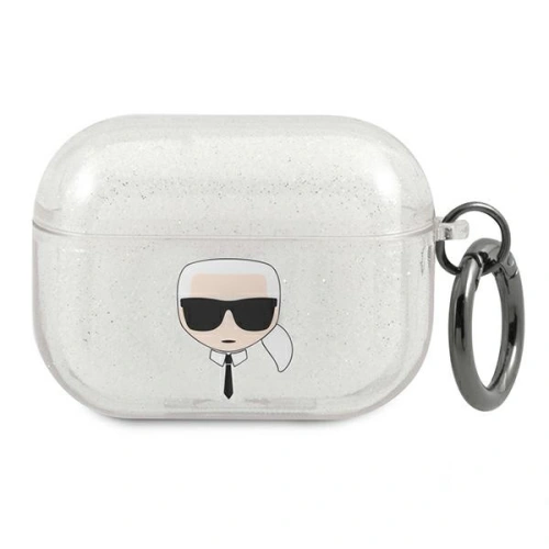 Kup Etui Karl Lagerfeld KLAPUKHGS pentru Apple AirPods Pro capac argintiu/silver Glitter Karl`s Head - KLD656SLV - {ean13} - Sklep Home Screen