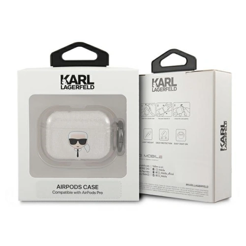 Kup Etui Karl Lagerfeld KLAPUKHGS Apple AirPods Pro cover srebrny/silver Glitter Karl`s Head - KLD656SLV - {ean13} - Sklep Home Screen