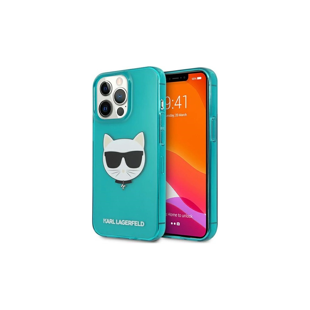 Etui Karl Lagerfeld KLHCP13LCHTRB Apple iPhone 13 Pro niebieski/blue hardcase Glitter Choupette Fluo