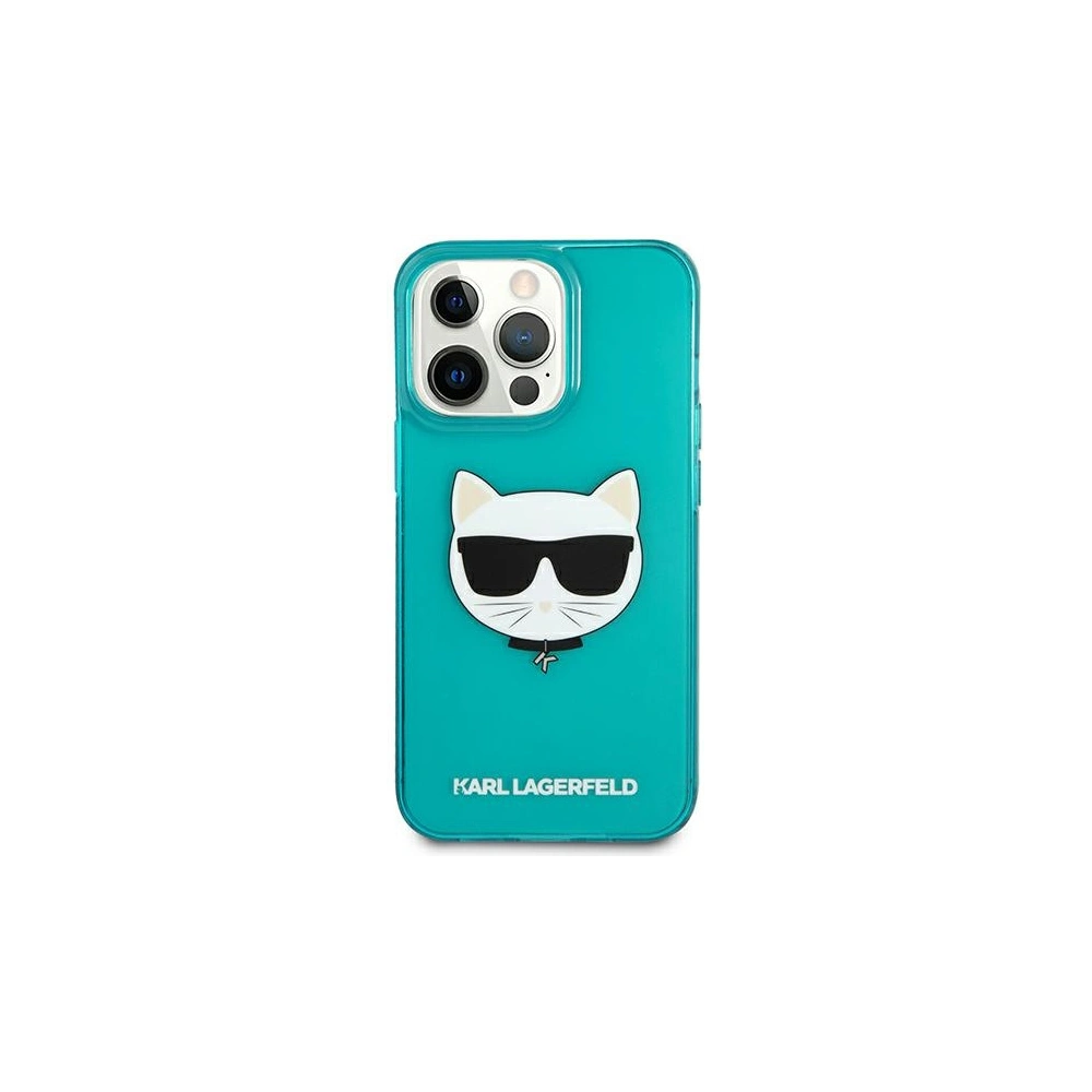 Etui Karl Lagerfeld KLHCP13LCHTRB Apple iPhone 13 Pro niebieski/blue hardcase Glitter Choupette Fluo