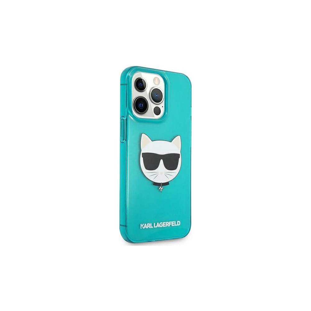 Etui Karl Lagerfeld KLHCP13LCHTRB Apple iPhone 13 Pro niebieski/blue hardcase Glitter Choupette Fluo