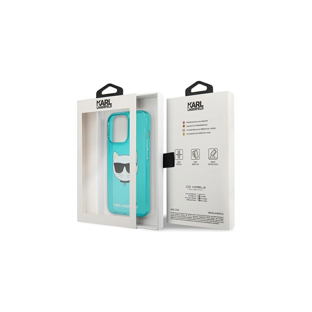 Etui Karl Lagerfeld KLHCP13LCHTRB Apple iPhone 13 Pro niebieski/blue hardcase Glitter Choupette Fluo