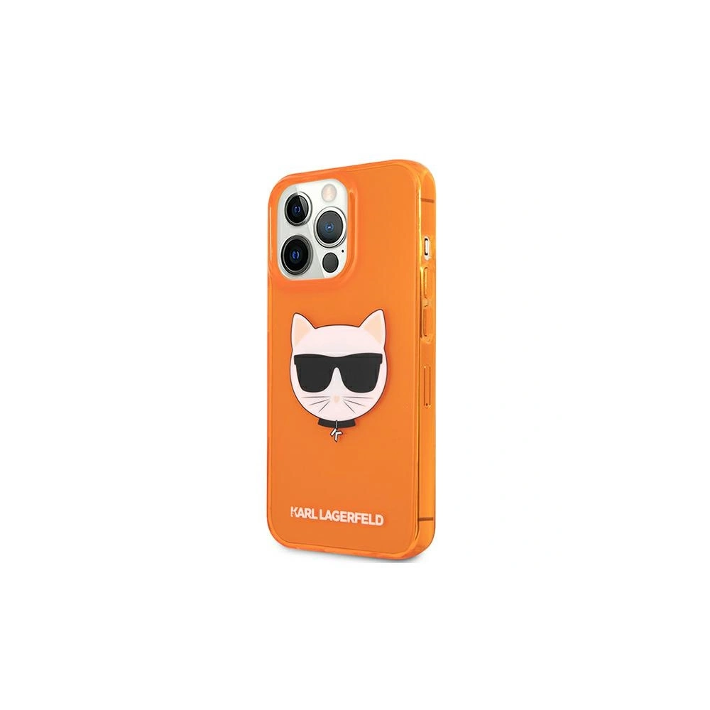 Etui Karl Lagerfeld KLHCP13LCHTRO Apple iPhone 13 Pro pomarańczowy/orange hardcase Glitter Choupette Fluo