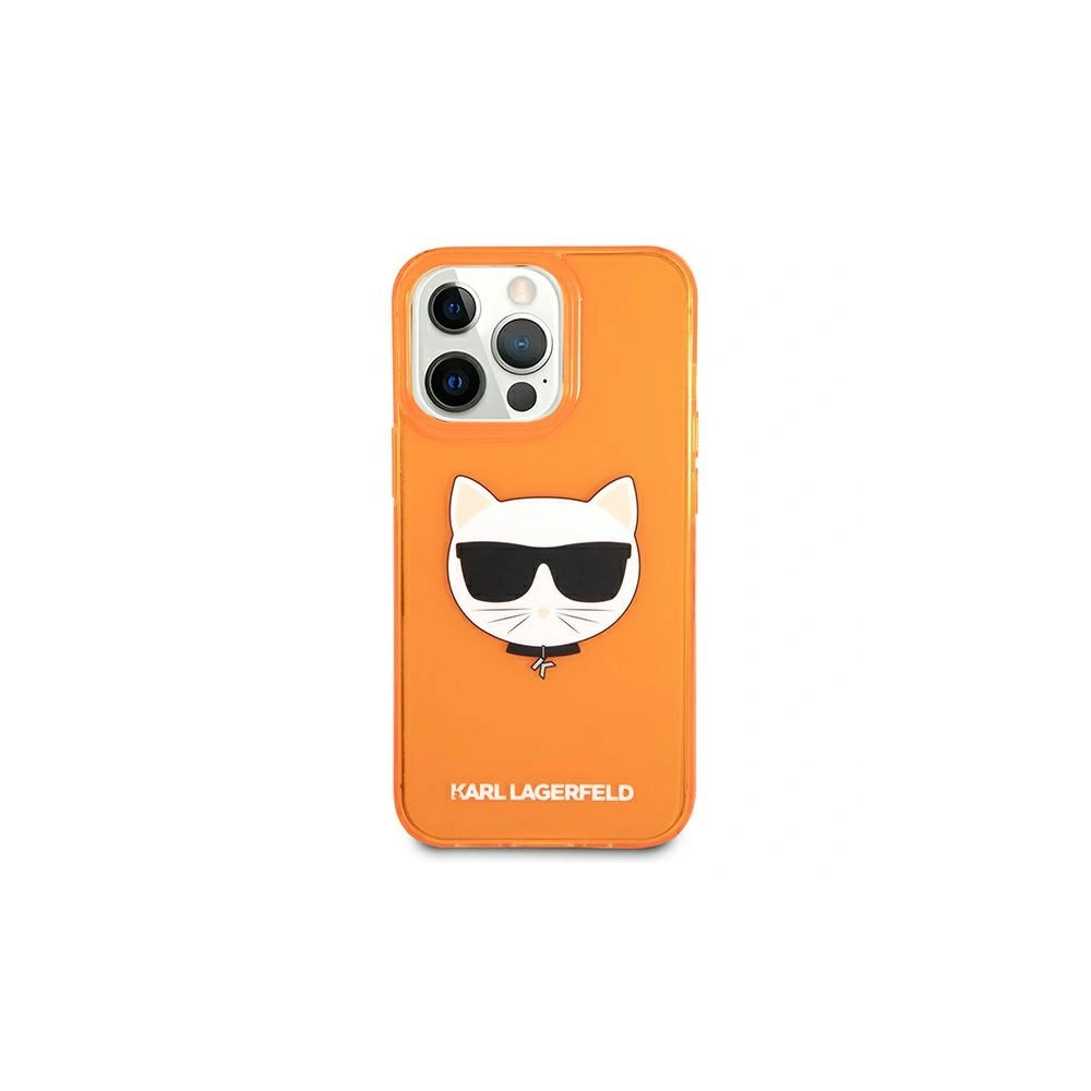 Etui Karl Lagerfeld KLHCP13LCHTRO Apple iPhone 13 Pro pomarańczowy/orange hardcase Glitter Choupette Fluo