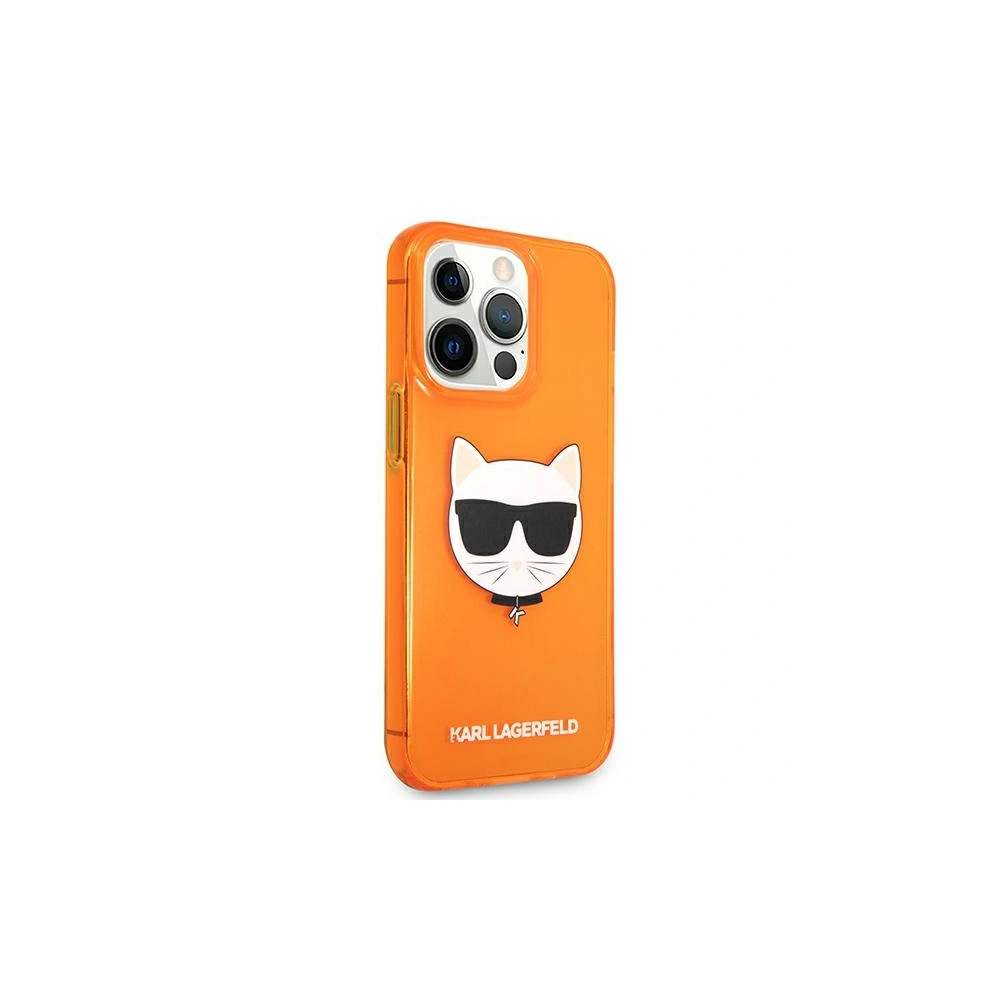 Etui Karl Lagerfeld KLHCP13LCHTRO Apple iPhone 13 Pro pomarańczowy/orange hardcase Glitter Choupette Fluo