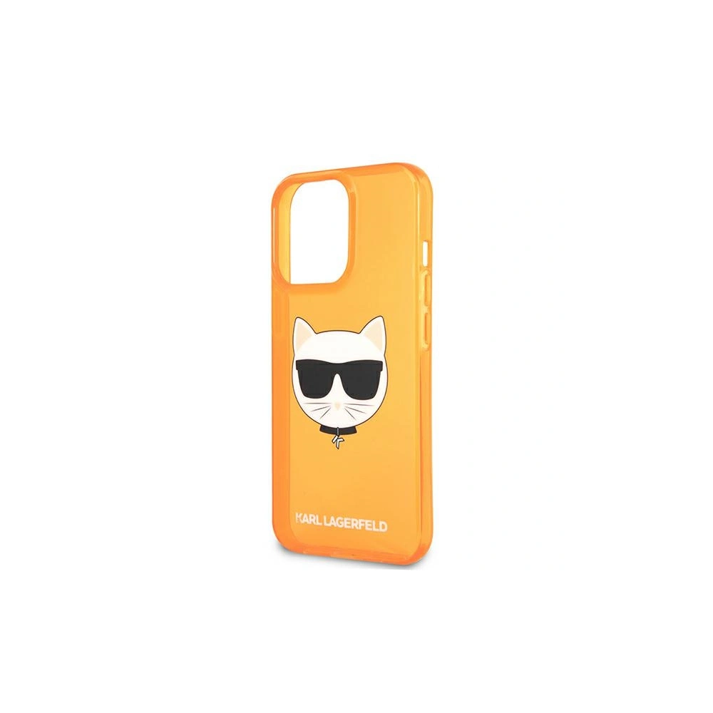Etui Karl Lagerfeld KLHCP13LCHTRO Apple iPhone 13 Pro pomarańczowy/orange hardcase Glitter Choupette Fluo