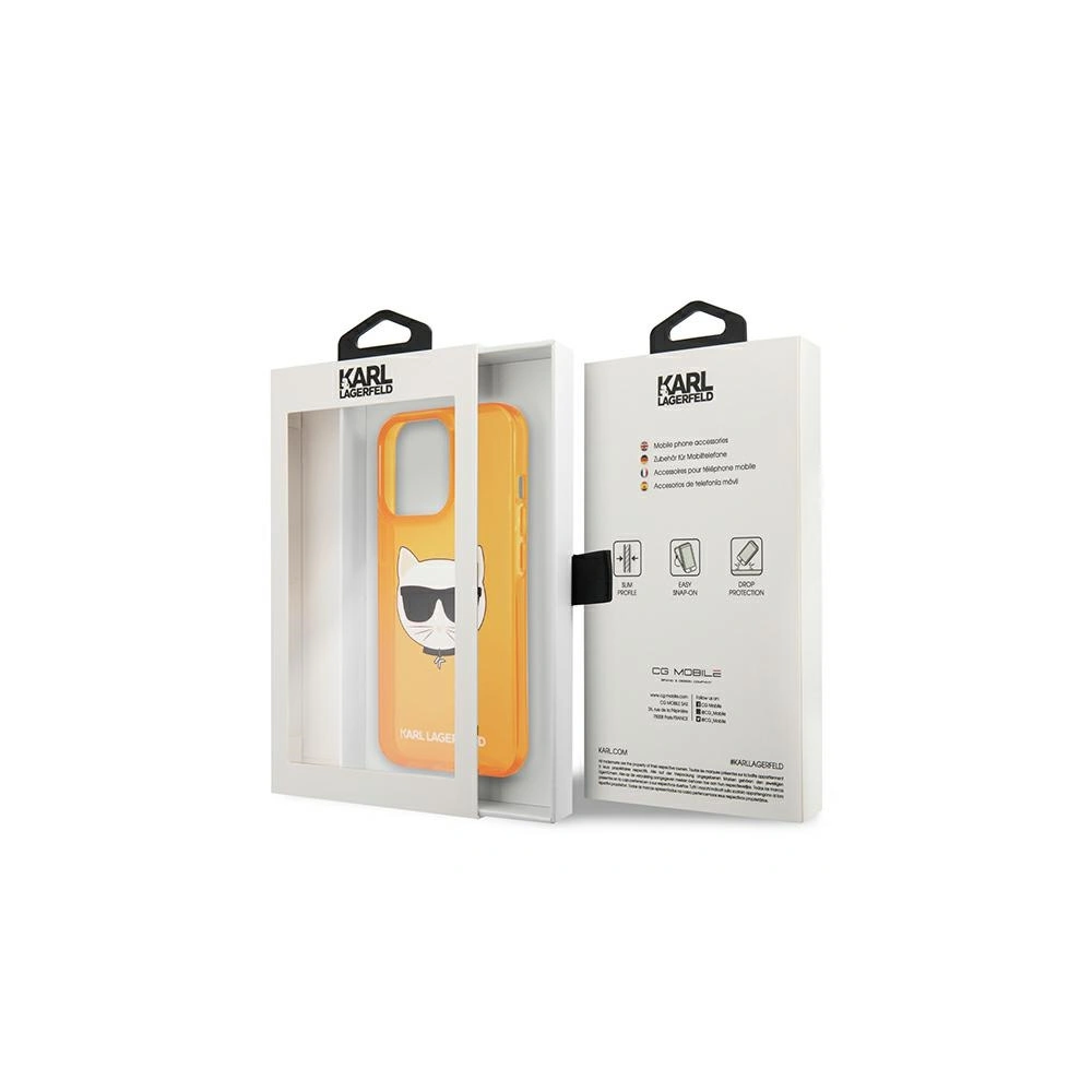 Etui Karl Lagerfeld KLHCP13LCHTRO Apple iPhone 13 Pro pomarańczowy/orange hardcase Glitter Choupette Fluo