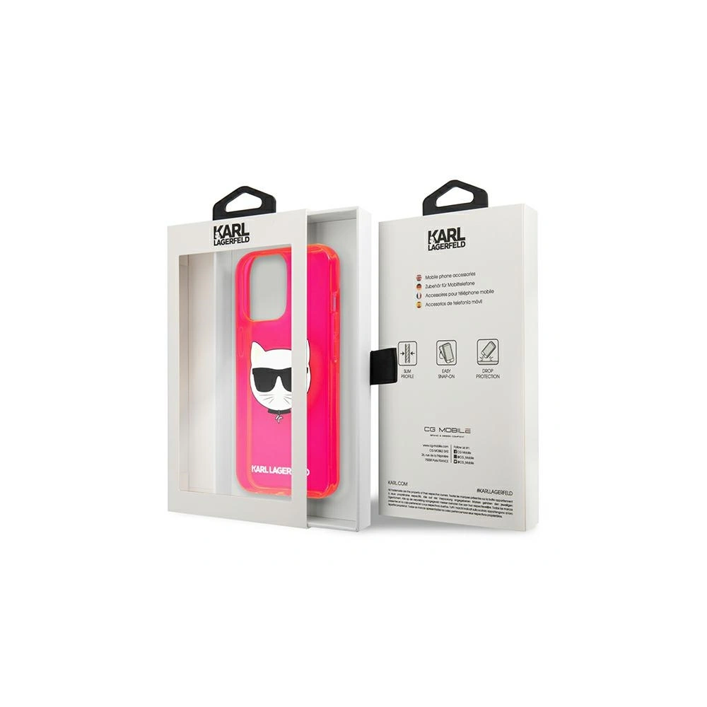Etui Karl Lagerfeld KLHCP13LCHTRP Apple iPhone 13 Pro różowy/pink hardcase Glitter Choupette Fluo