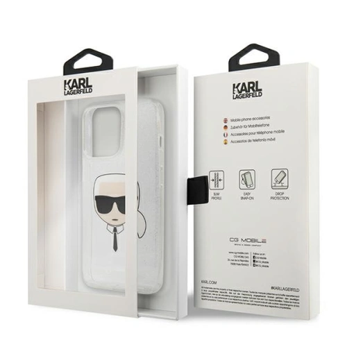 Kup Etui Karl Lagerfeld KLHCP13LKHTUGLS Apple iPhone 13 Pro ezüst/silver kemény tok Glitter Karl feje - KLD662SLV - {ean13} - Sklep Home Screen
