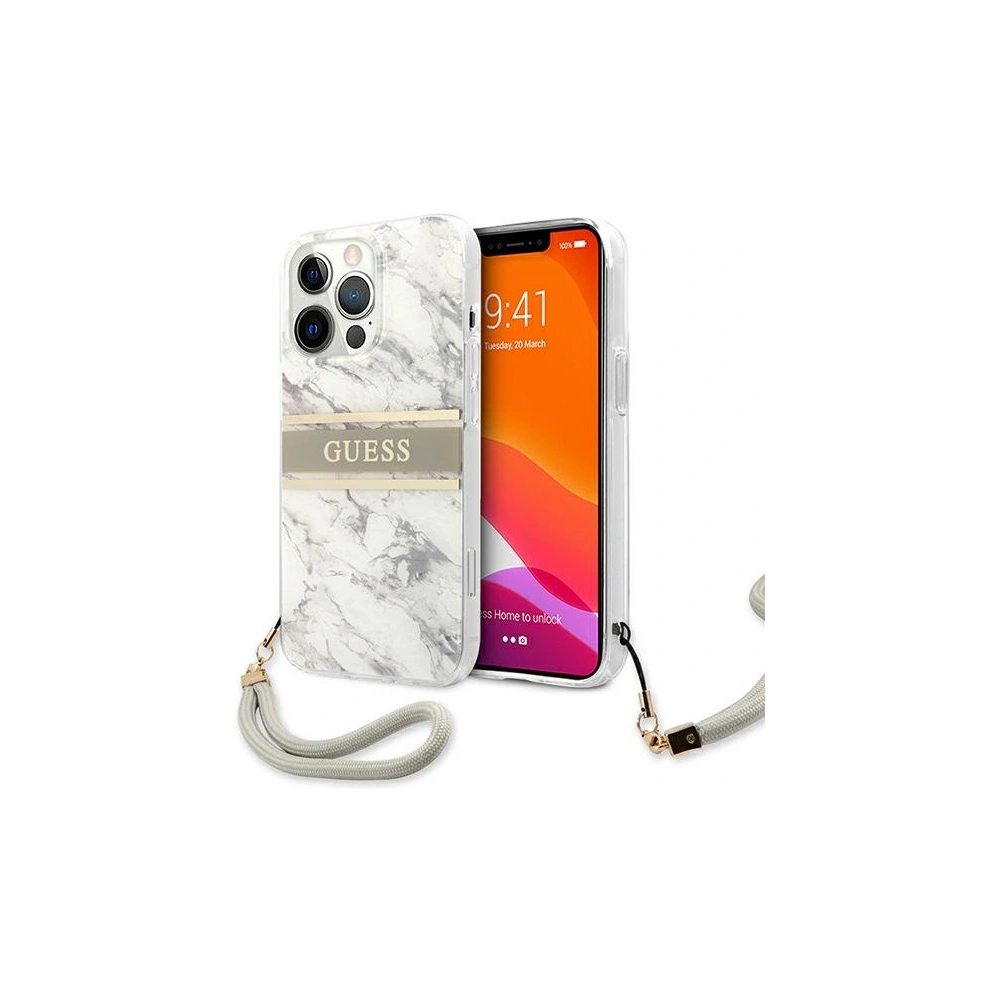 Etui Guess GUHCP13LKMABGR Apple iPhone 13 Pro szary/grey hardcase Marble Strap Collection