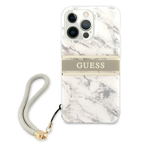 Buy Guess GUHCP13LKMABGR Apple iPhone 13 Pro grey hardcase Marble Strap Collection - GUE1301GRY - {ean13} - Home Screen Store Europe