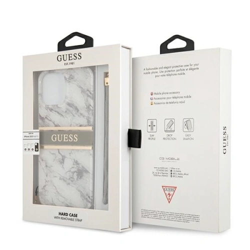 Buy Guess GUHCP13LKMABGR Apple iPhone 13 Pro grey hardcase Marble Strap Collection - GUE1301GRY - {ean13} - Home Screen Store Europe