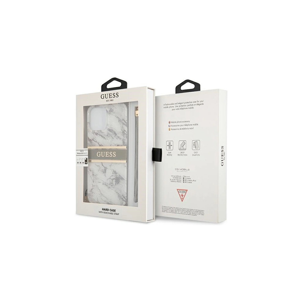 Etui Guess GUHCP13LKMABGR Apple iPhone 13 Pro szary/grey hardcase Marble Strap Collection