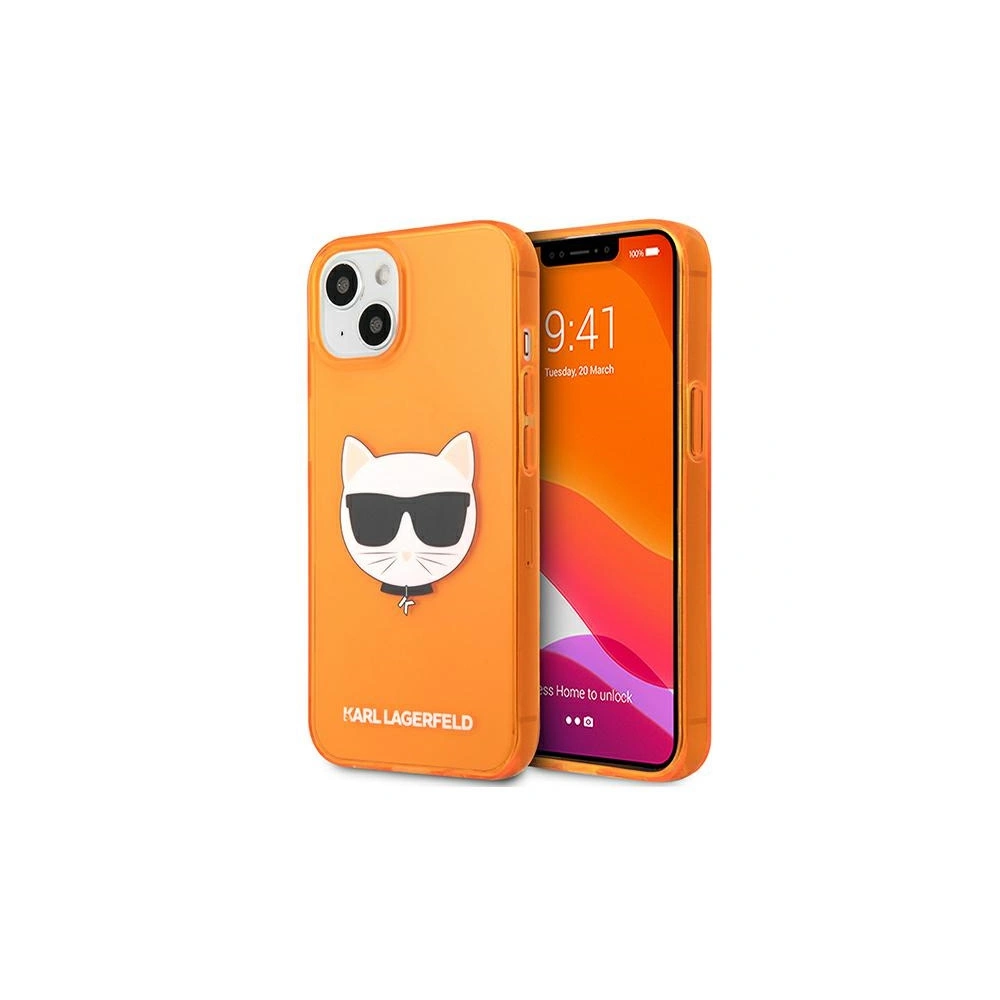 Etui Karl Lagerfeld KLHCP13MCHTRO Apple iPhone 13 pomarańczowy/orange hardcase Glitter Choupette Fluo