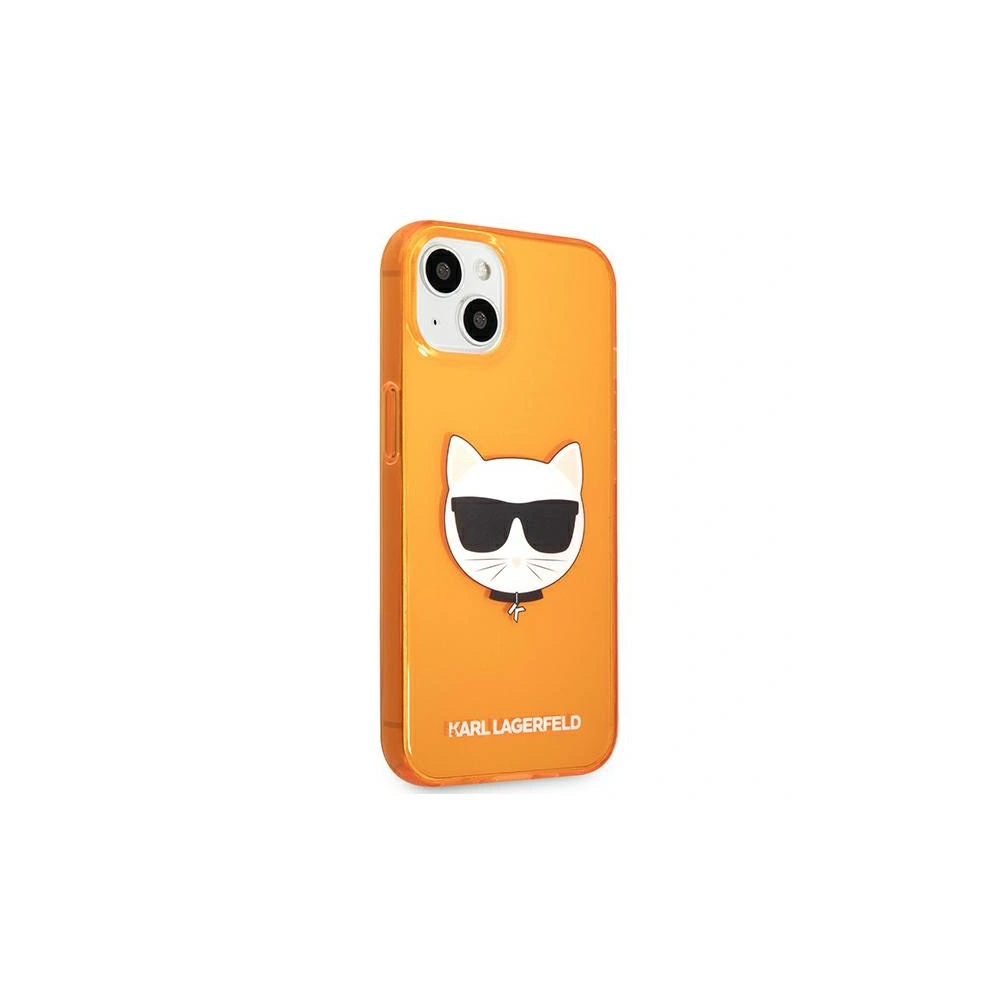 Etui Karl Lagerfeld KLHCP13MCHTRO Apple iPhone 13 pomarańczowy/orange hardcase Glitter Choupette Fluo