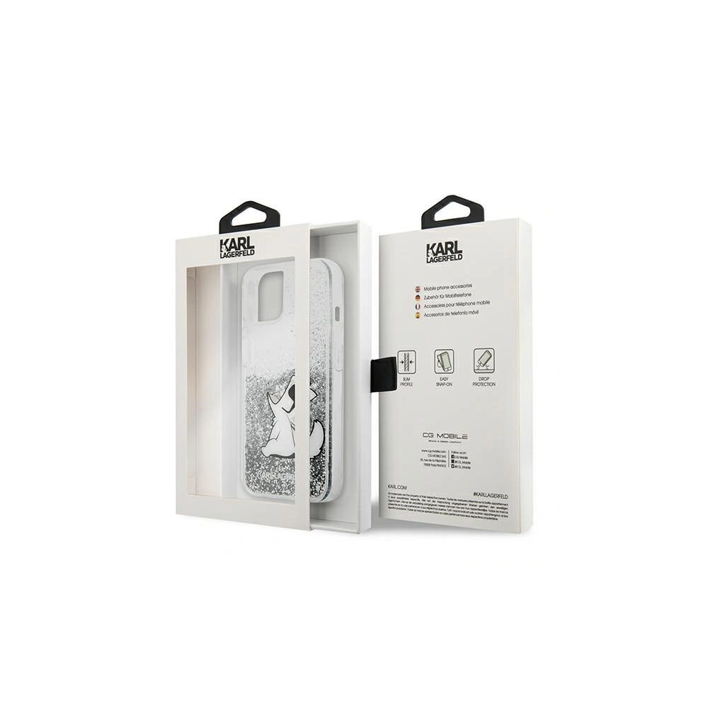 Etui Karl Lagerfeld KLHCP13MGCFS Apple iPhone 13 srebrny/silver hardcase Liquid Glitter Choupette Fun