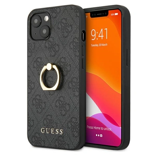 Kup Etui Guess GUHCP13M4GMRGR Apple iPhone 13 szary/grey hardcase 4G with ring stand - GUE1311GRY - {ean13} - Sklep Home Screen