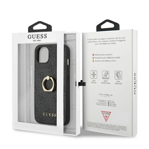 Kup Etui Guess GUHCP13M4GMRGR Apple iPhone 13 szary/grey hardcase 4G with ring stand - GUE1311GRY - {ean13} - Sklep Home Screen