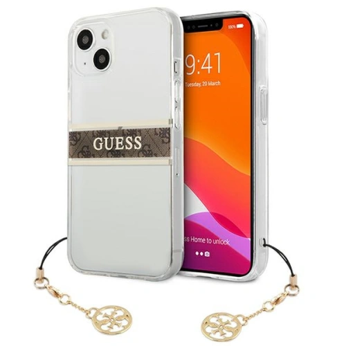 Kup Etui Guess GUHCP13MKB4GBR Apple iPhone 13 Átlátszó kemény tok 4G Barna pánt charm - GUE1313CL - {ean13} - Sklep Home Screen