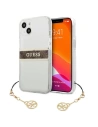 Case Guess GUHCP13MKB4GBR Apple iPhone 13 Transparent Hardcase 4G Braunes Strap Charm