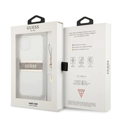 Kup Etui Guess GUHCP13MKB4GBR Apple iPhone 13 Átlátszó kemény tok 4G Barna pánt charm - GUE1313CL - {ean13} - Sklep Home Screen