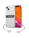 Case Guess GUHCP13MKB4GGR Apple iPhone 13 Transparent Hardcase 4G Graues Strap Charm