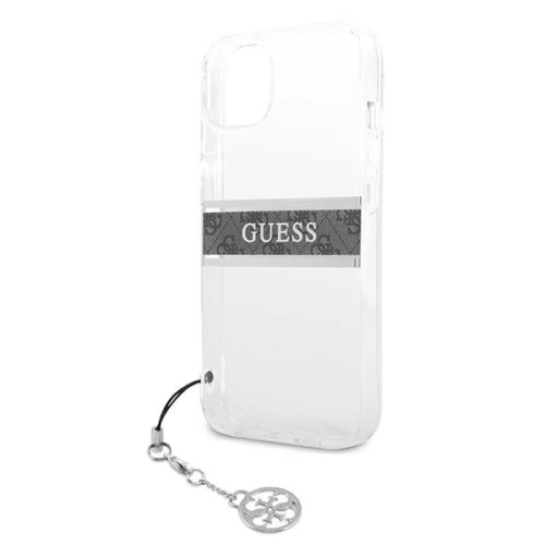 Kup Case Guess GUHCP13MKB4GGR Apple iPhone 13 Transparent Hardcase 4G Graues Strap Charm - GUE1314CL - {ean13} - Sklep Home Screen