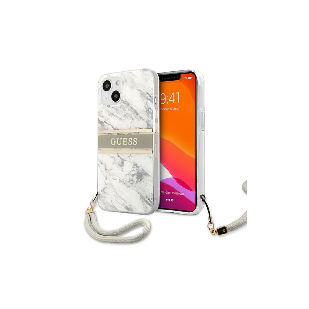 Etui Guess GUHCP13MKMABGR Apple iPhone 13 szary/grey hardcase Marble Strap Collection