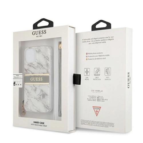 Kup Case Guess GUHCP13MKMABGR Apple iPhone 13 grau/hardcase Marble Strap Collection - GUE1315GRY - {ean13} - Sklep Home Screen