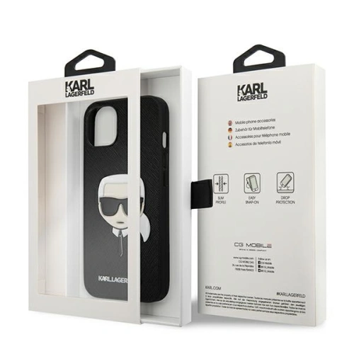 Kup Etui Karl Lagerfeld KLHCP13MSAKHBK Apple iPhone 13 černý/black hardcase Saffiano Ikonik Karl`s Head - KLD674BLK - {ean13} - Sklep Home Screen