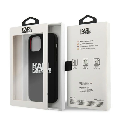 Kup Etui Karl Lagerfeld KLHCP13MSLKLRBK Apple iPhone 13 Silicone Stack Logo negru/black - KLD675BLK - {ean13} - Sklep Home Screen