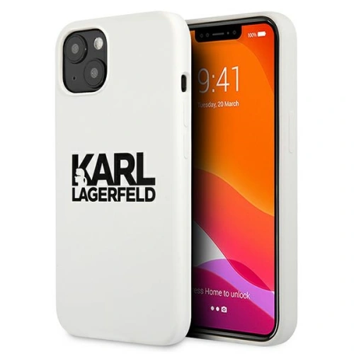 Kup Etui Karl Lagerfeld KLHCP13MSLKLWH Apple iPhone 13 Silicone Stack Logo alb/white - KLD676WHT - {ean13} - Sklep Home Screen