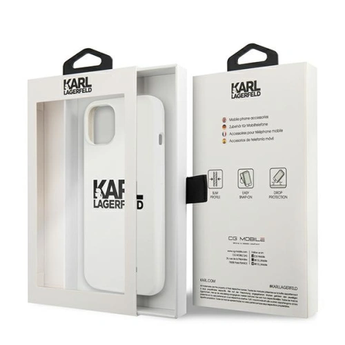 Kup Etui Karl Lagerfeld KLHCP13MSLKLWH Apple iPhone 13 Silicone Stack Logo alb/white - KLD676WHT - {ean13} - Sklep Home Screen