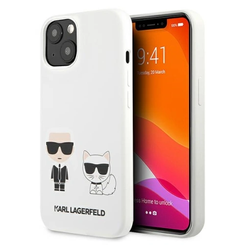 Kup Etui Karl Lagerfeld KLHCP13MSSKCW Apple iPhone 13 hardcase bílý/white Silicone Karl & Choupette - KLD678WHT - {ean13} - Sklep Home Screen