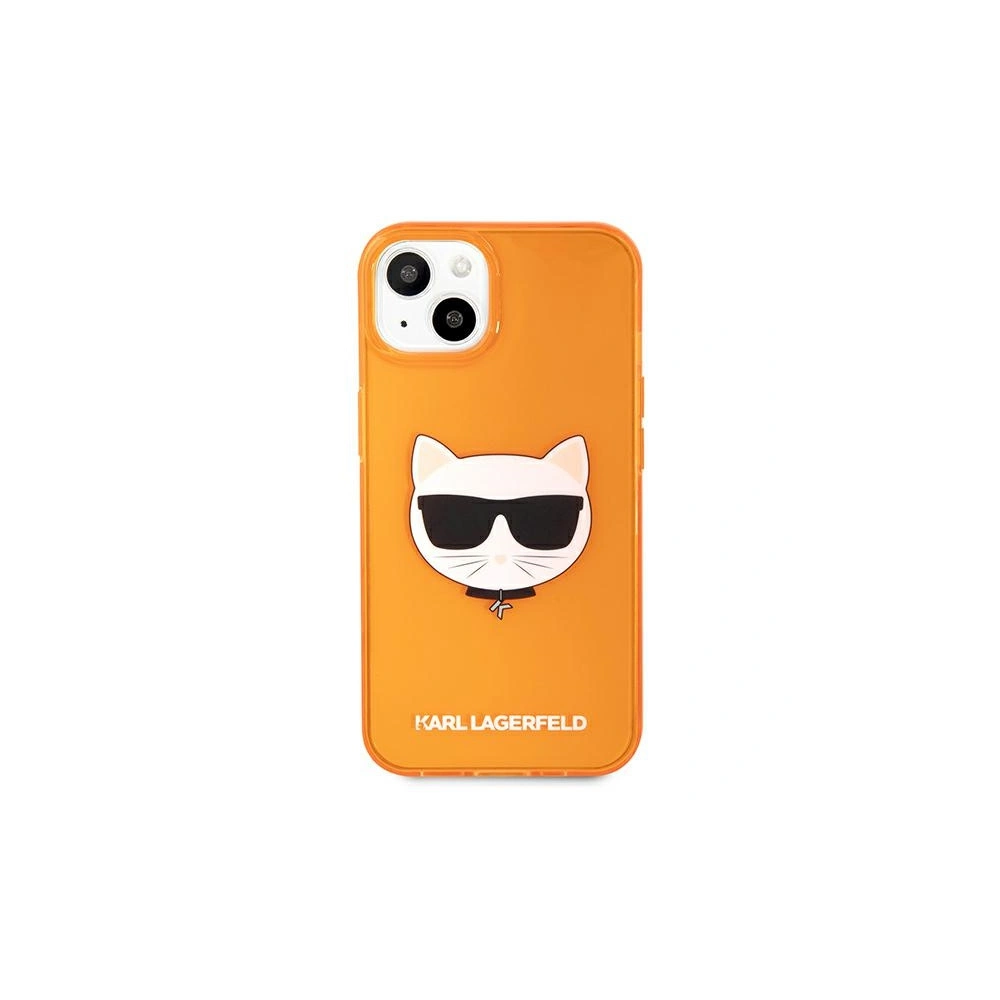 Etui Karl Lagerfeld KLHCP13SCHTRO Apple iPhone 13 mini pomarańczowy/orange hardcase Glitter Choupette Fluo