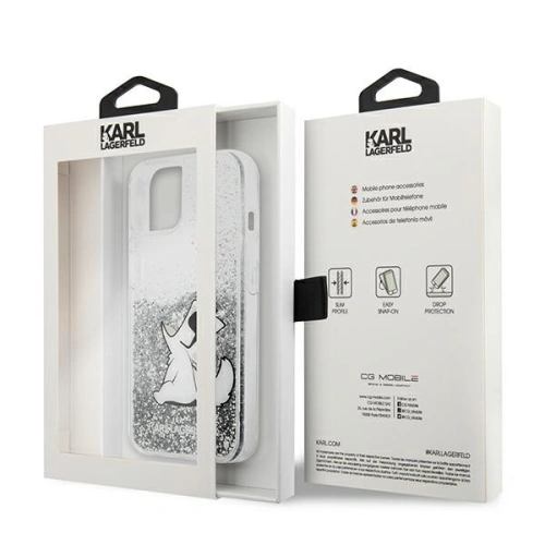 Kup Case Karl Lagerfeld KLHCP13SGCFS Apple iPhone 13 mini silber/silver hardcase Liquid Glitter Choupette Fun - KLD682SLV - {ean13} - Sklep Home Screen