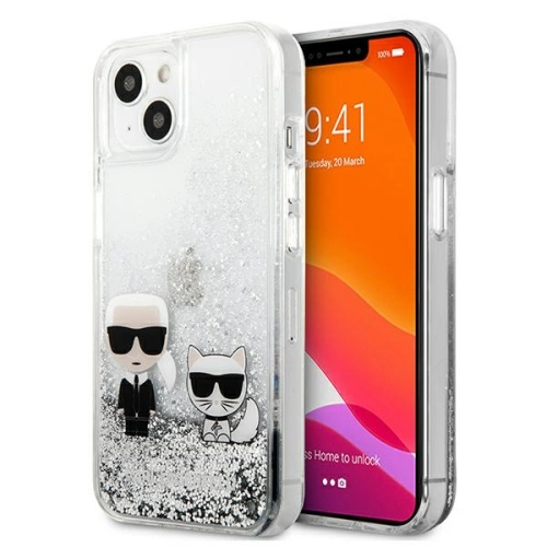 Kup Etui Karl Lagerfeld KLHCP13SGKCS Apple iPhone 13 mini argintiu/silver hardcase Liquid Glitter Karl&Choupette - KLD683SLV - {ean13} - Sklep Home Screen