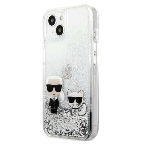Kup Etui Karl Lagerfeld KLHCP13SGKCS Apple iPhone 13 mini srebrny/silver hardcase Liquid Glitter Karl&Choupette - KLD683SLV - {ean13} - Sklep Home Screen